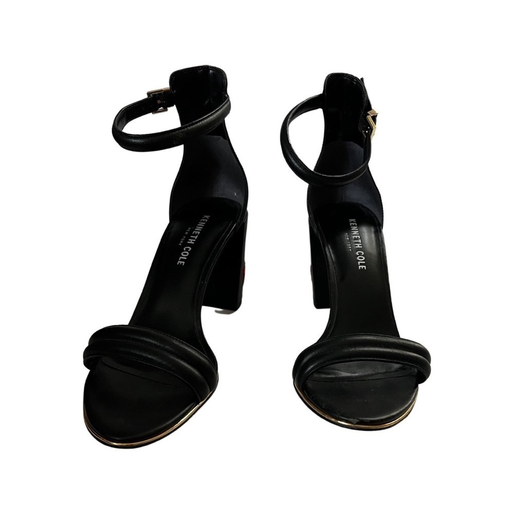 KENNETH COLE Reaction Lolita Embroidered Flower Heels Black Size 8.5 - Picture 4 of 7